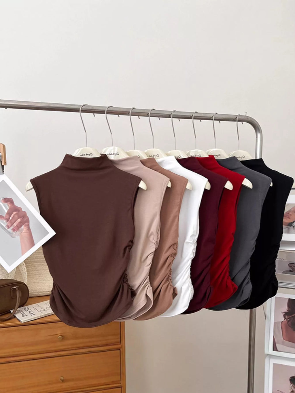 Ruched Mock Neck Tank - Girly Tea