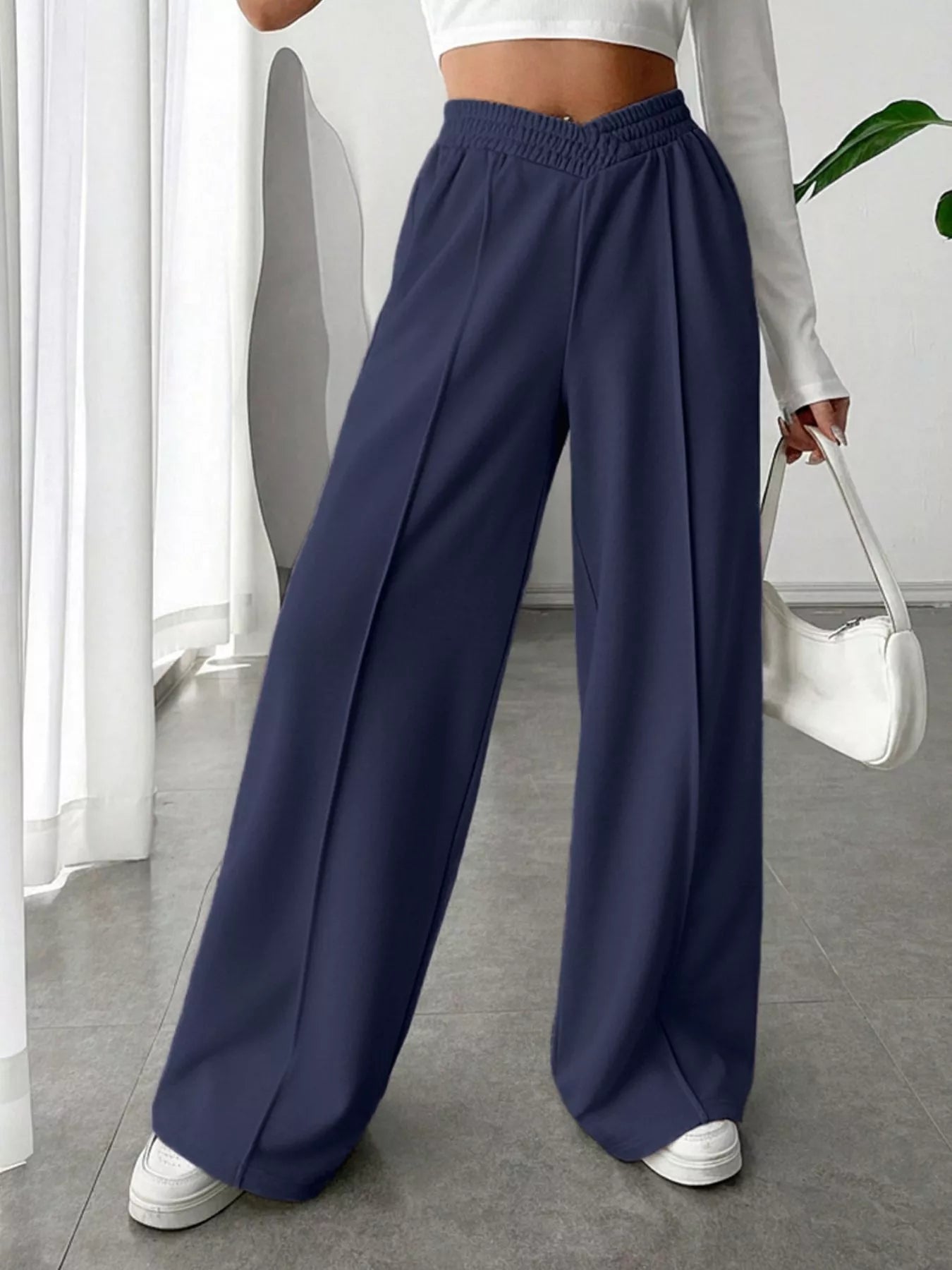 Wide Leg High Waist Pants - Girly Tea
