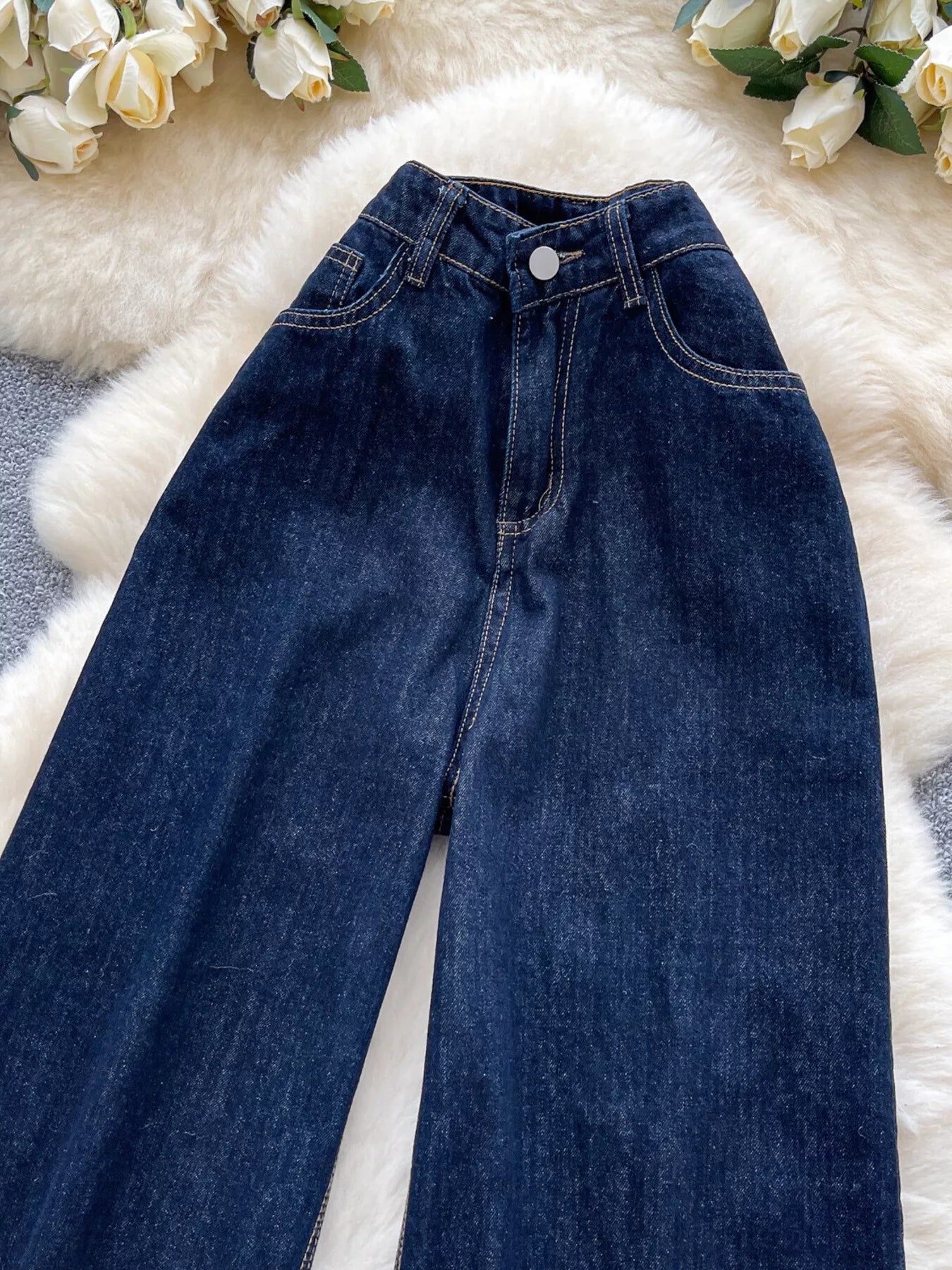 High Waist Wide Leg Jeans - Girly Tea