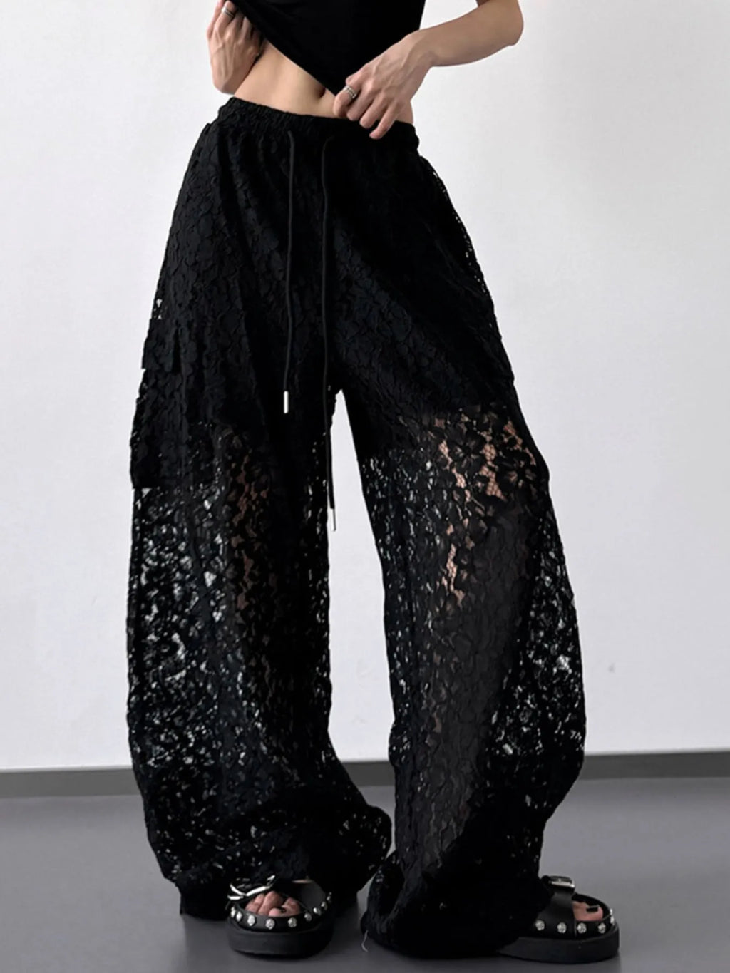 Lace Wide Leg Pants - Girly Tea