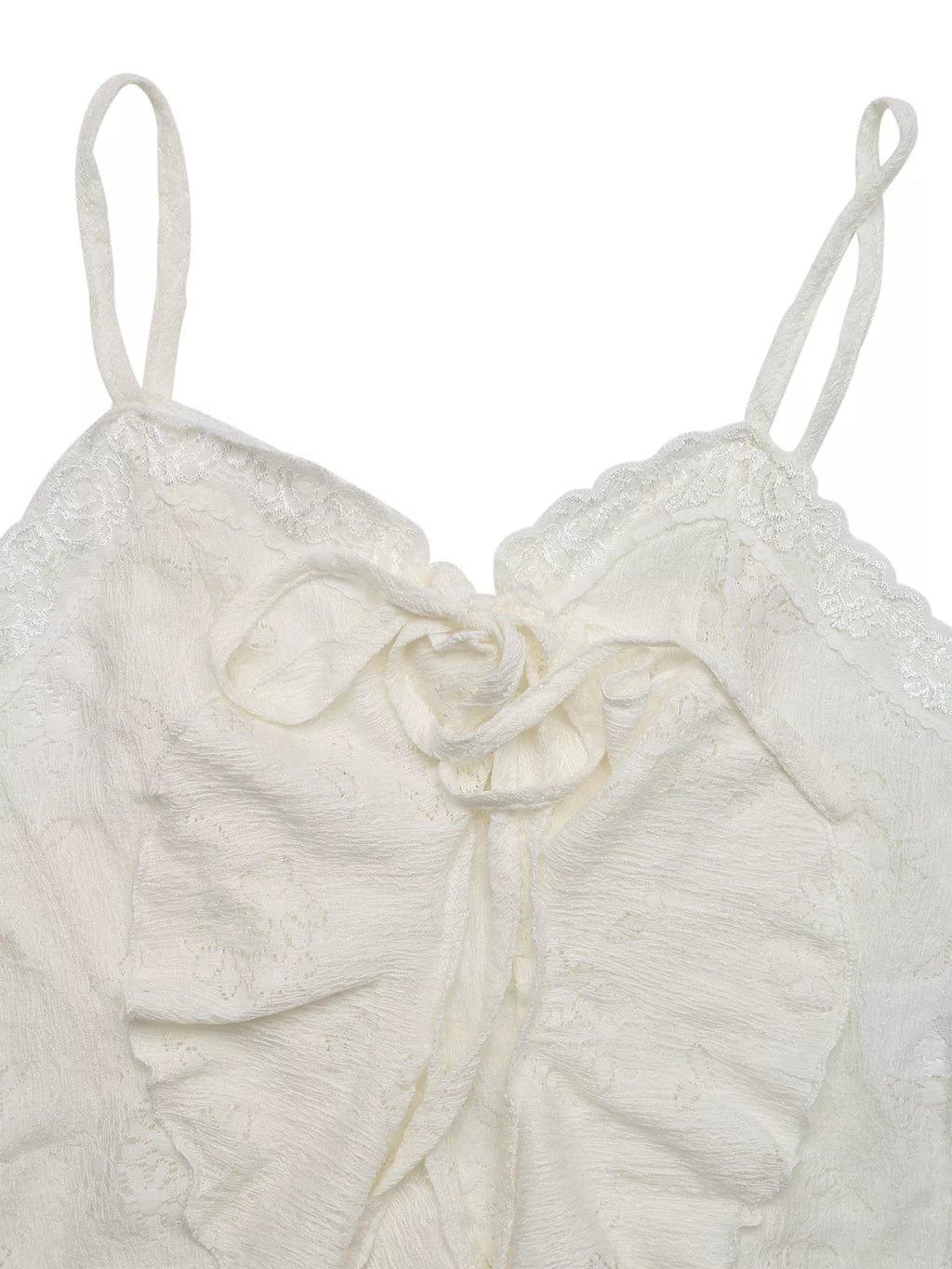 Lace Tie-Front Ruffle Hem Cami - Girly Tea
