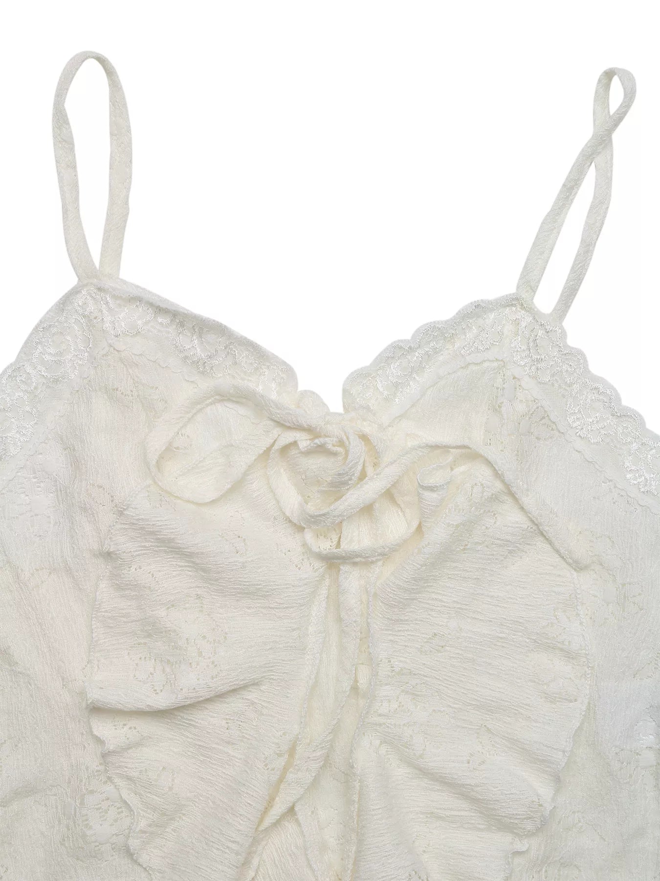 Lace Tie-Front Ruffle Hem Cami - Girly Tea