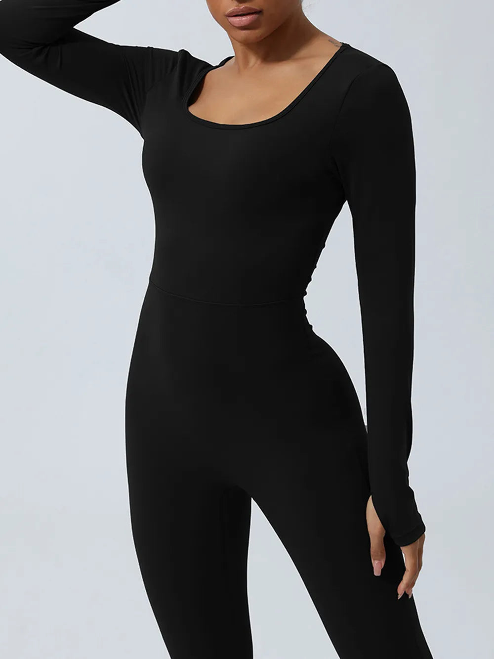 Twisted Backless Long Sleeve Jumpsuit - Girly Tea