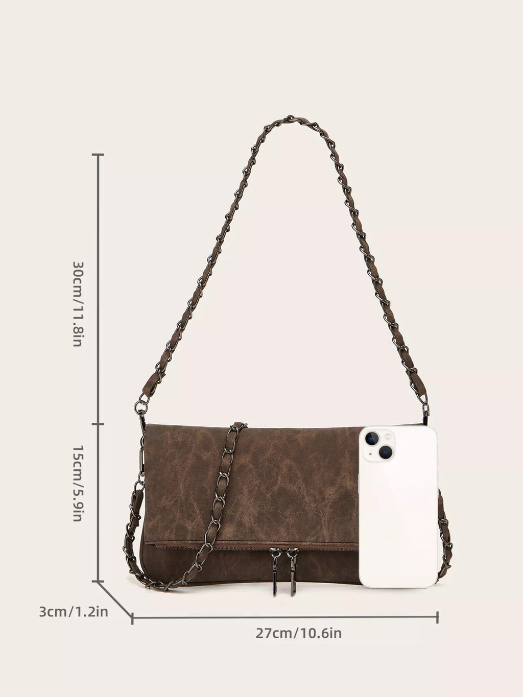 PU Leather Chain Strap Shoulder Bag - Girly Tea