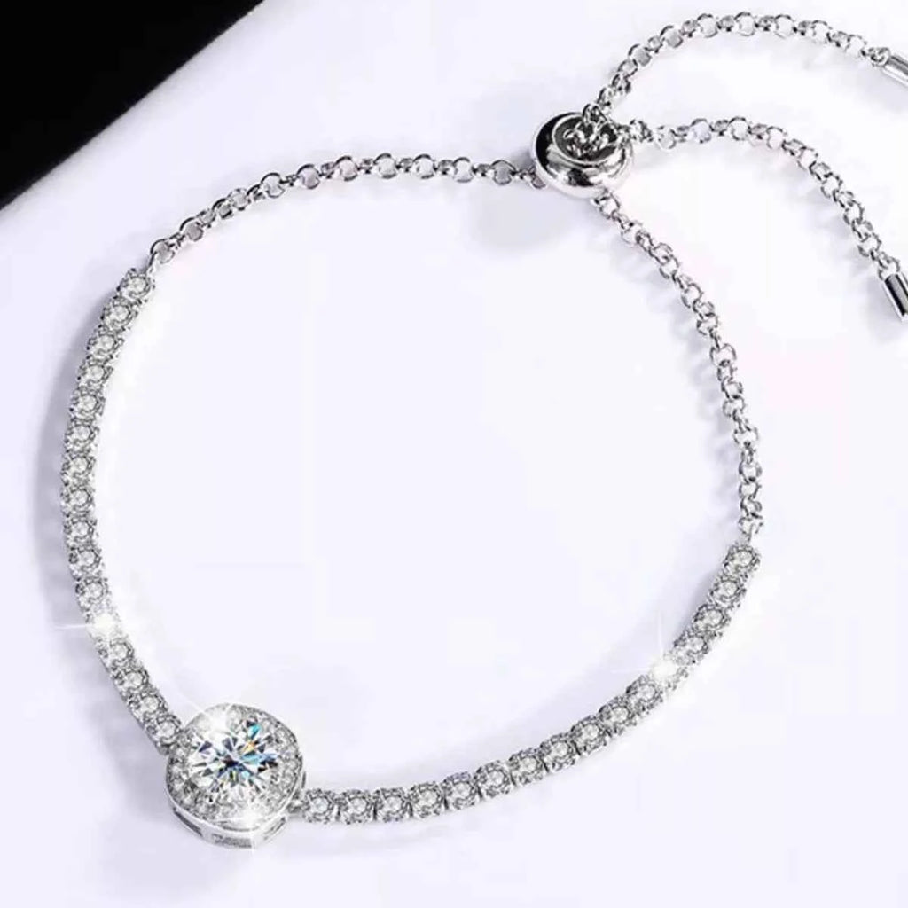 1 Carat Moissanite 925 Sterling Silver Chain Bracelet