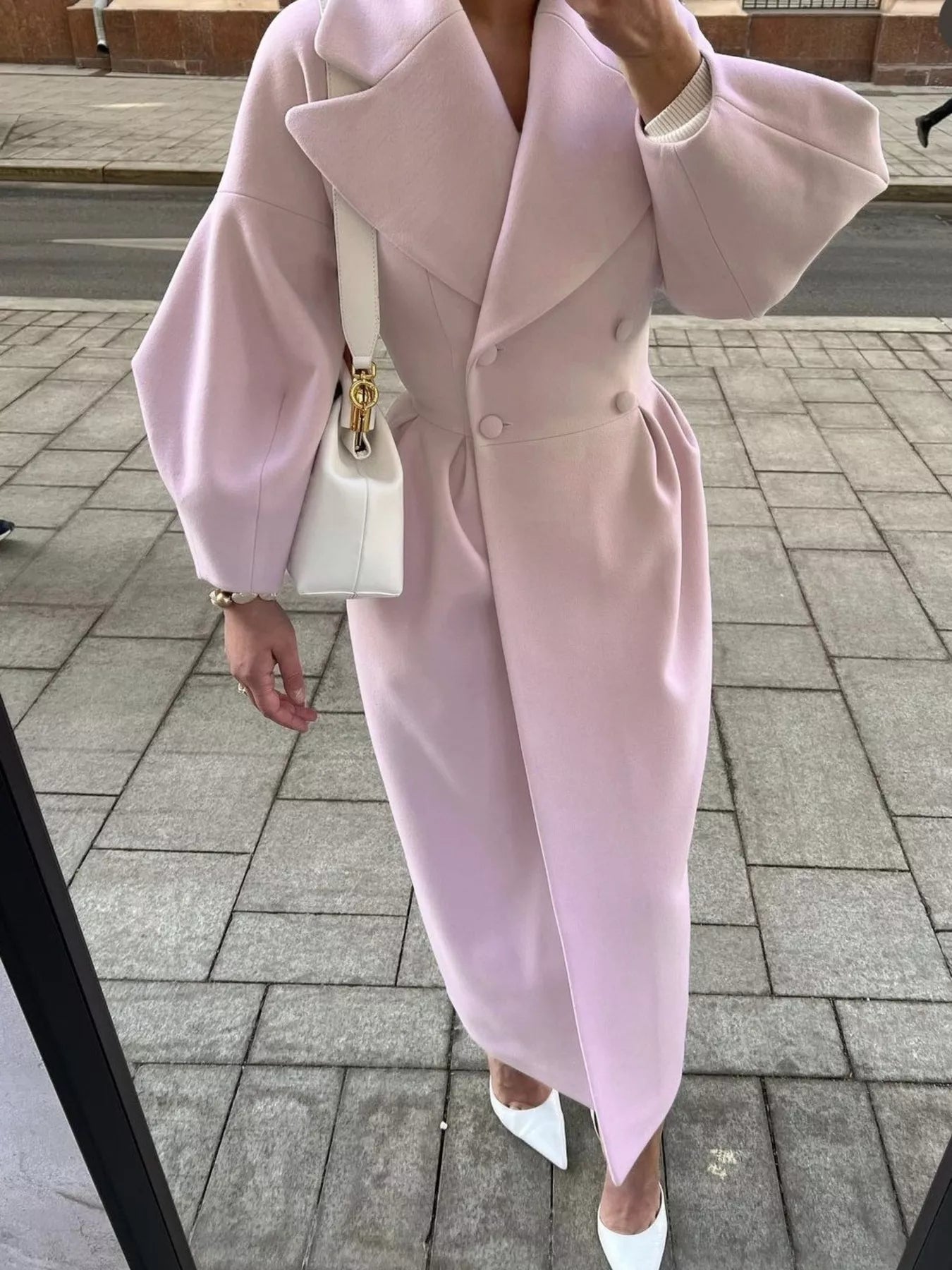 Double-Breasted Longline Coat - Girly Tea