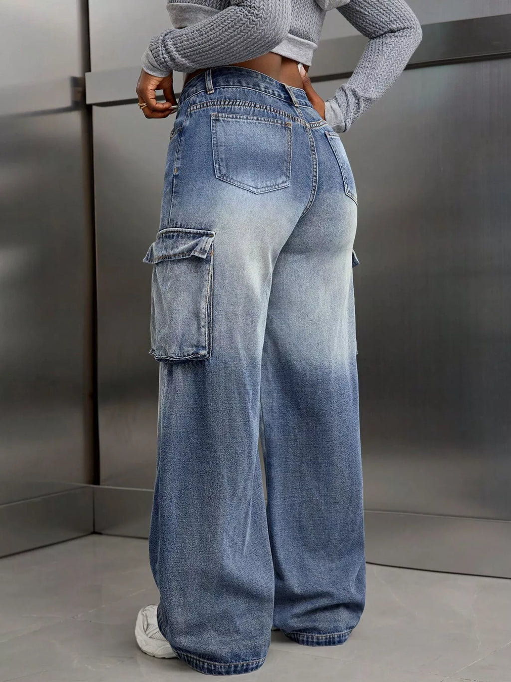 Vintage Wide Leg Cargo Jeans - Girly Tea
