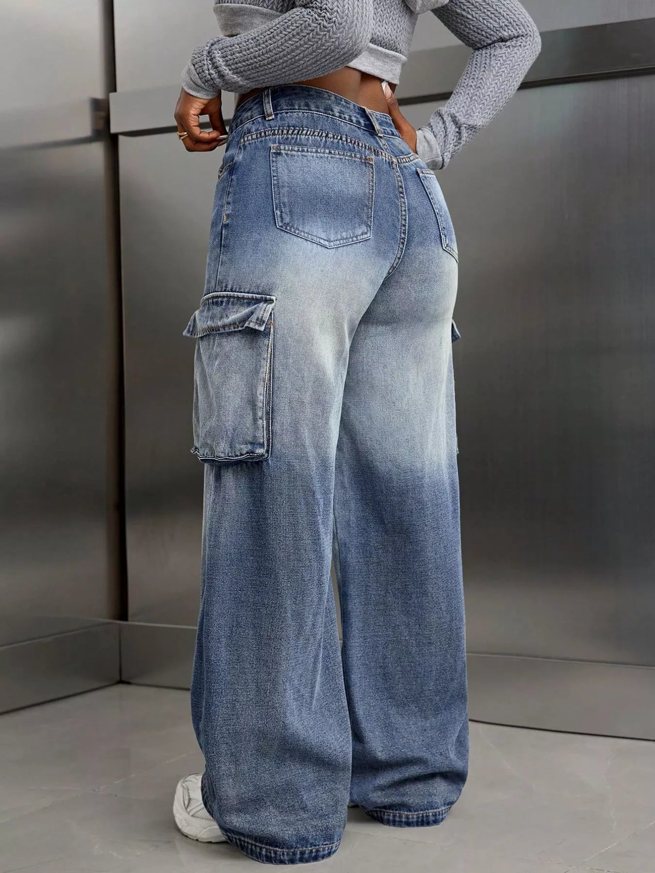 Vintage Wide Leg Cargo Jeans - Girly Tea