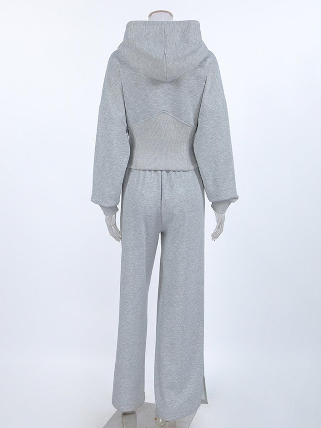 Zip Up Hoodie & Wide Leg Pants Set - Girly Tea