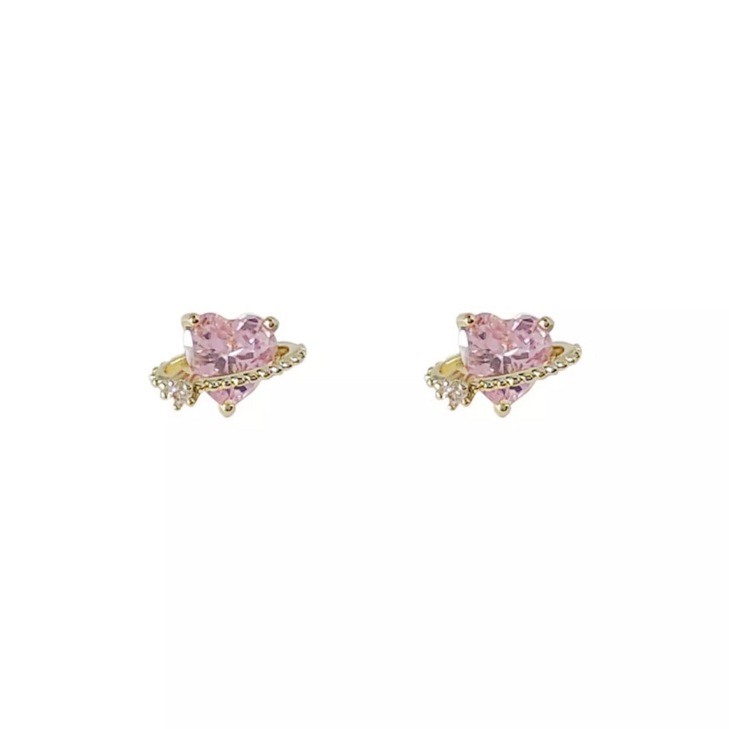 Heart Planet Stud Earrings - Girly Tea
