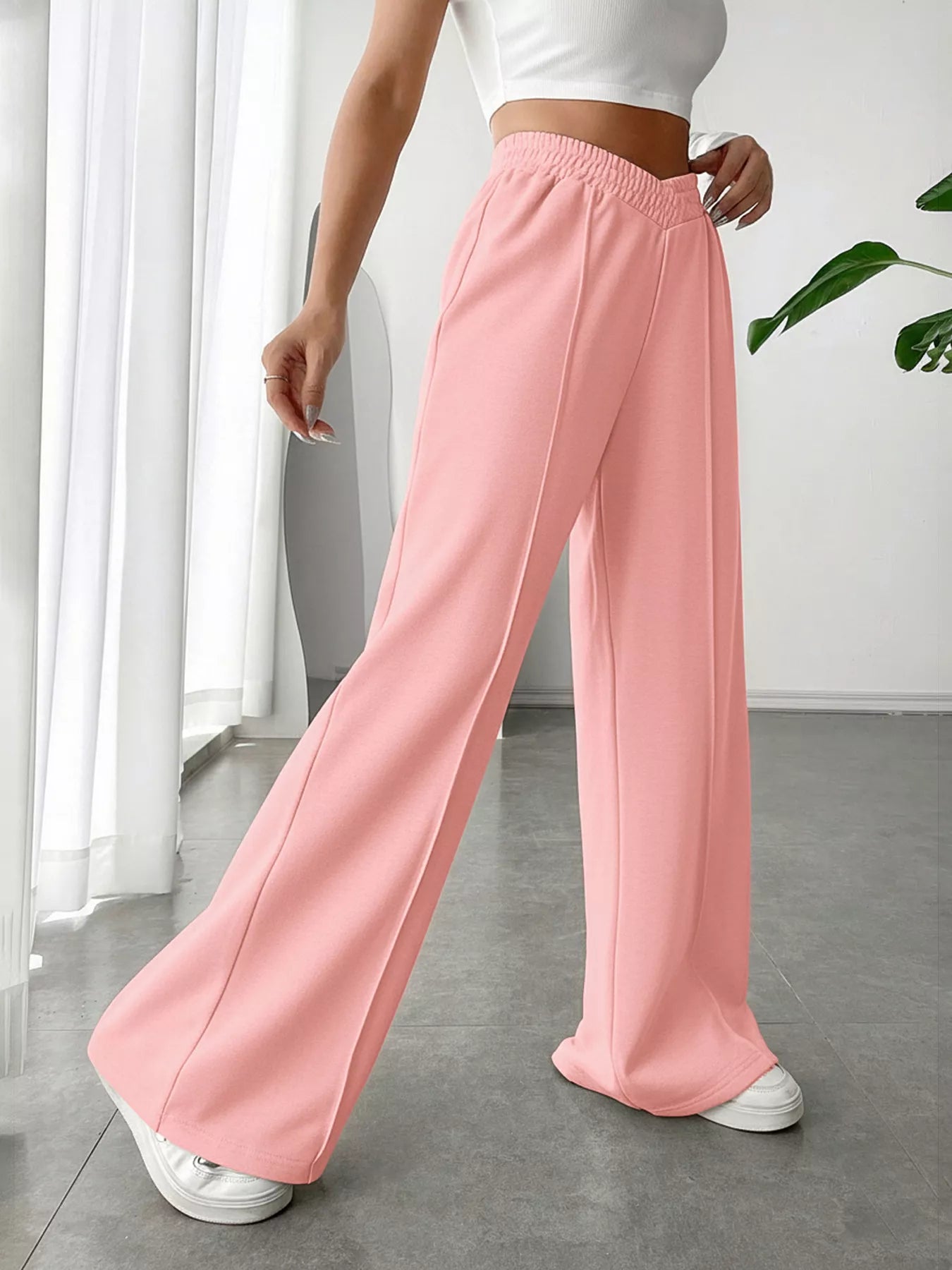 Wide Leg High Waist Pants - Girly Tea
