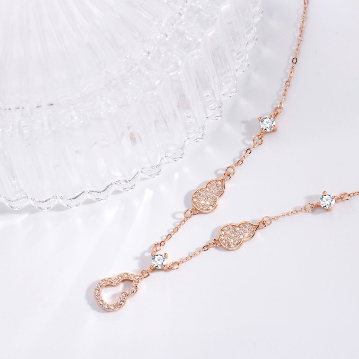925 Sterling Silver Zircon Gourd Necklace - Girly Tea