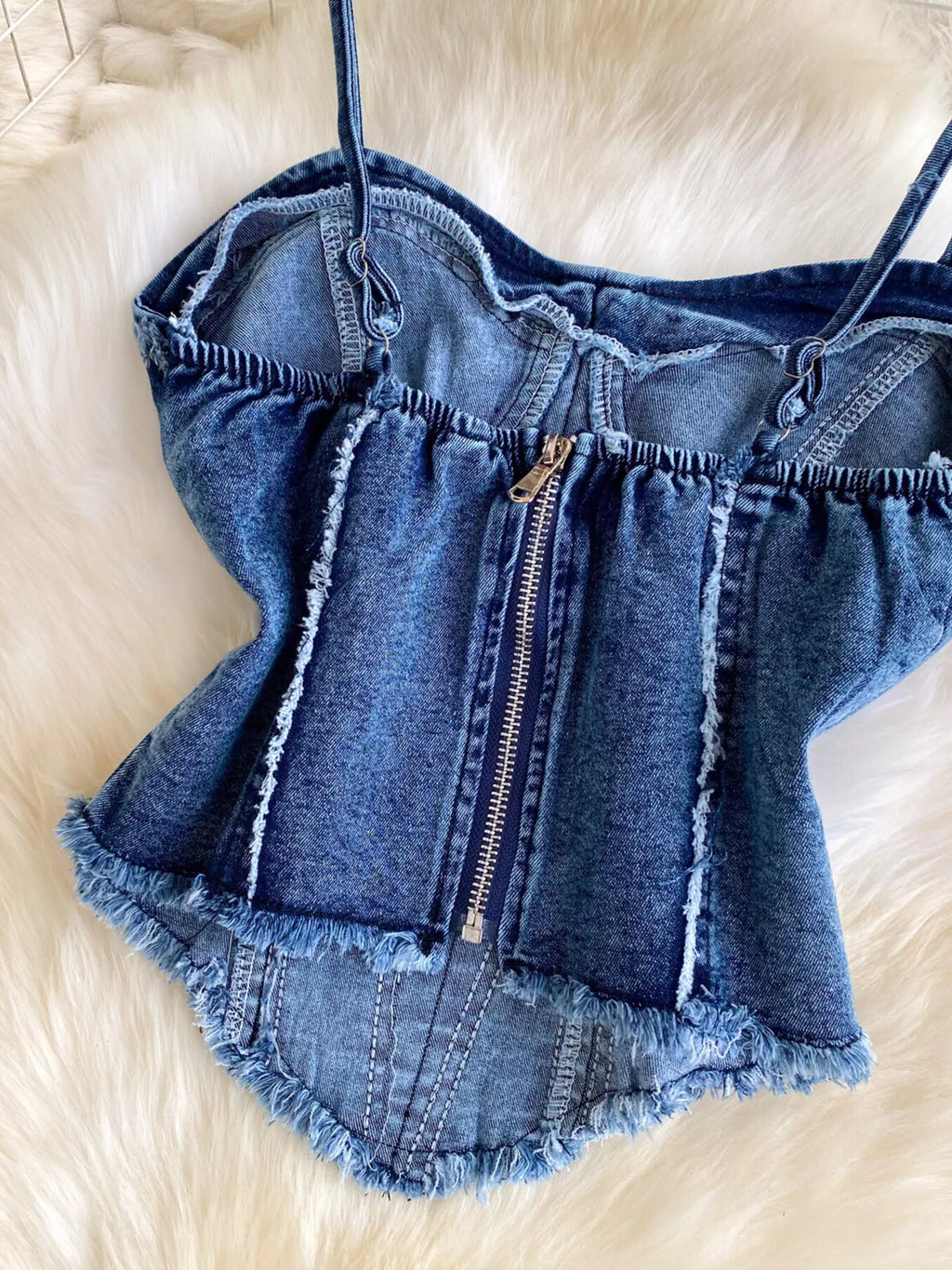 Raw Hem Denim Cami and Flare Jeans Set - Girly Tea