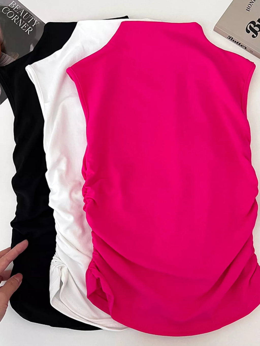 Ruched Mock Neck Tank - Girly Tea