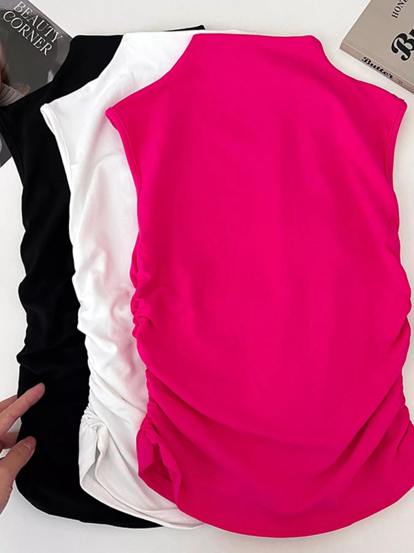 Ruched Mock Neck Tank - Girly Tea