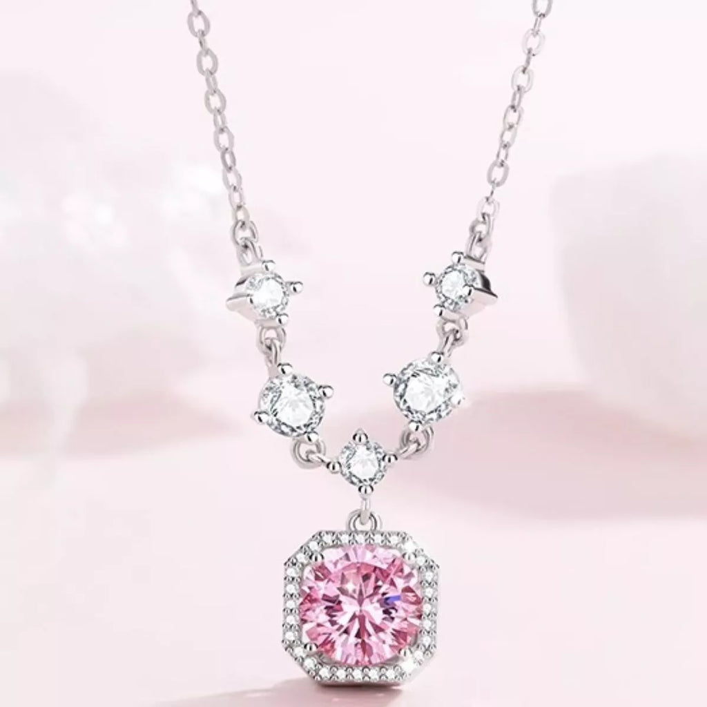 925 Sterling Silver Zircon Pendant Necklace - Girly Tea