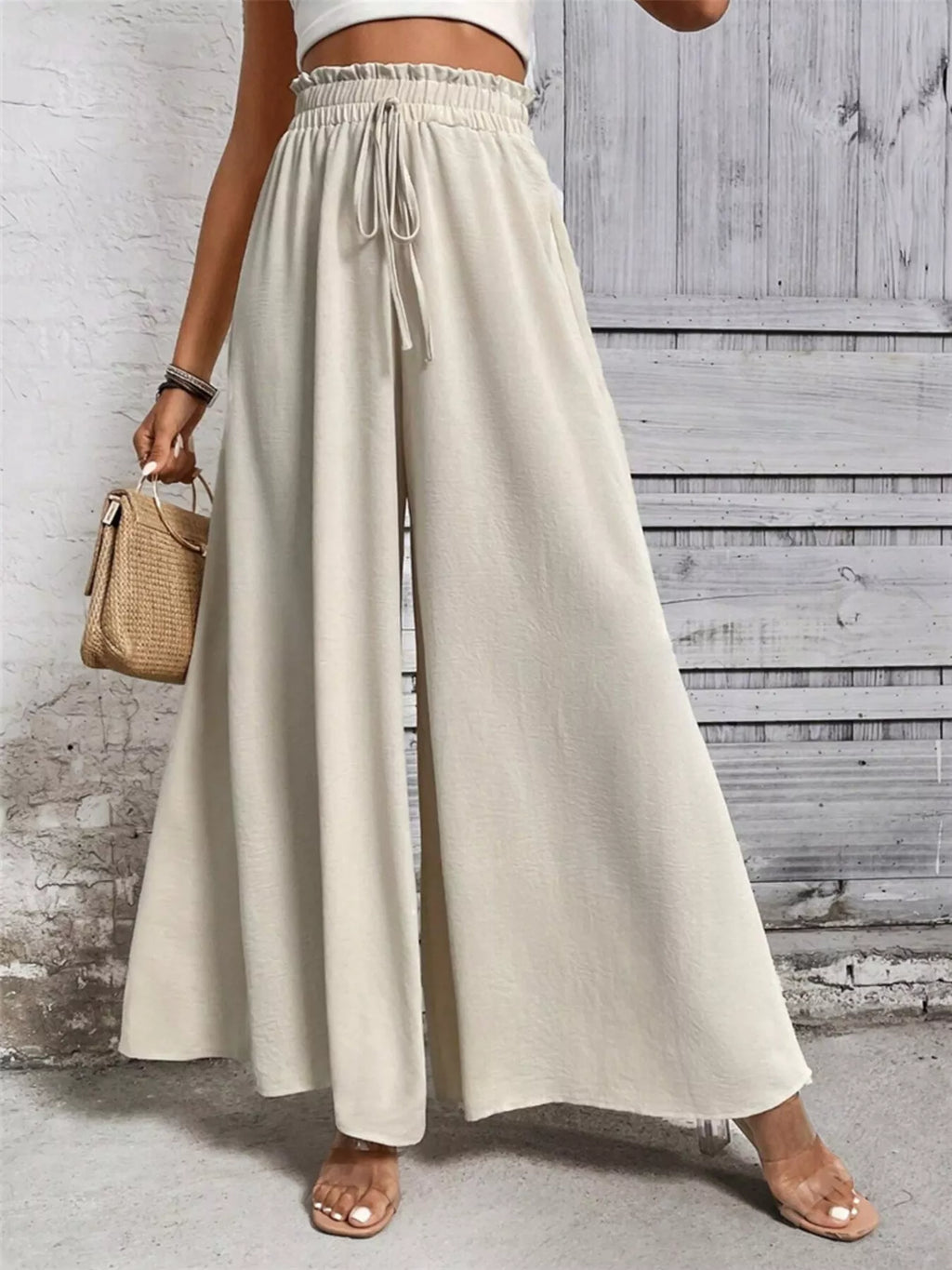 Frill Wide Leg Pants - Girly Tea