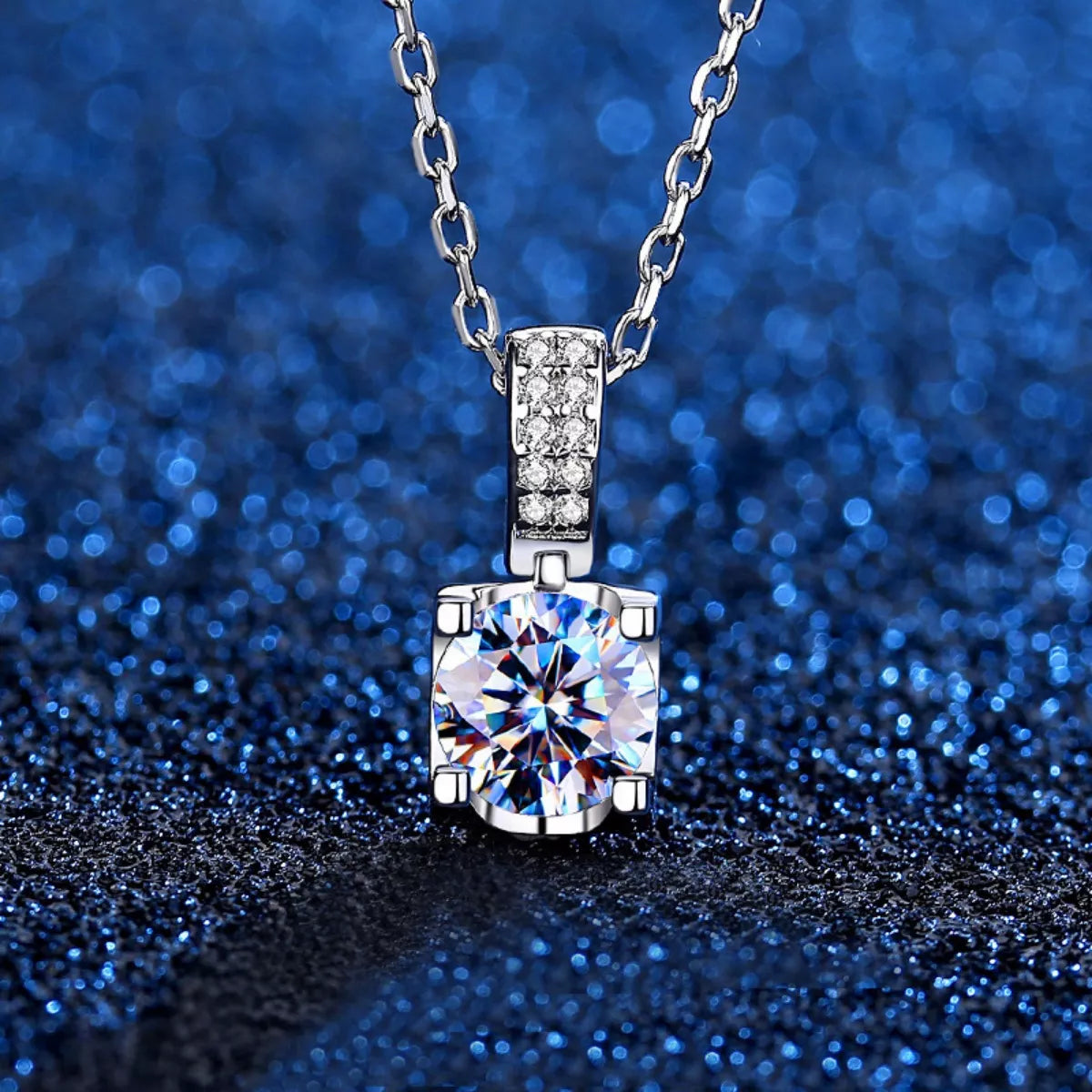 1 Carat Moissanite 925 Sterling Silver Necklace - Girly Tea