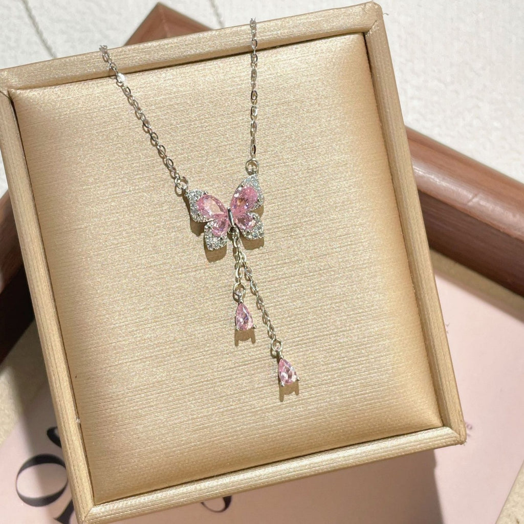 925 Sterling Silver Butterfly Necklace - Girly Tea