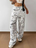 Abstract Print Wide Leg Pants - Girly Tea