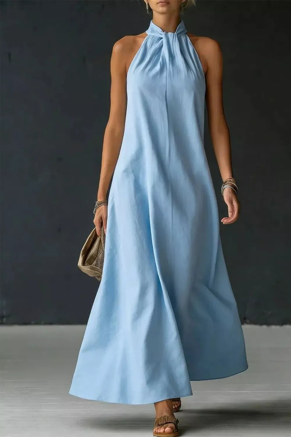 Halter Neck Sleeveless Maxi Dress - Girly Tea