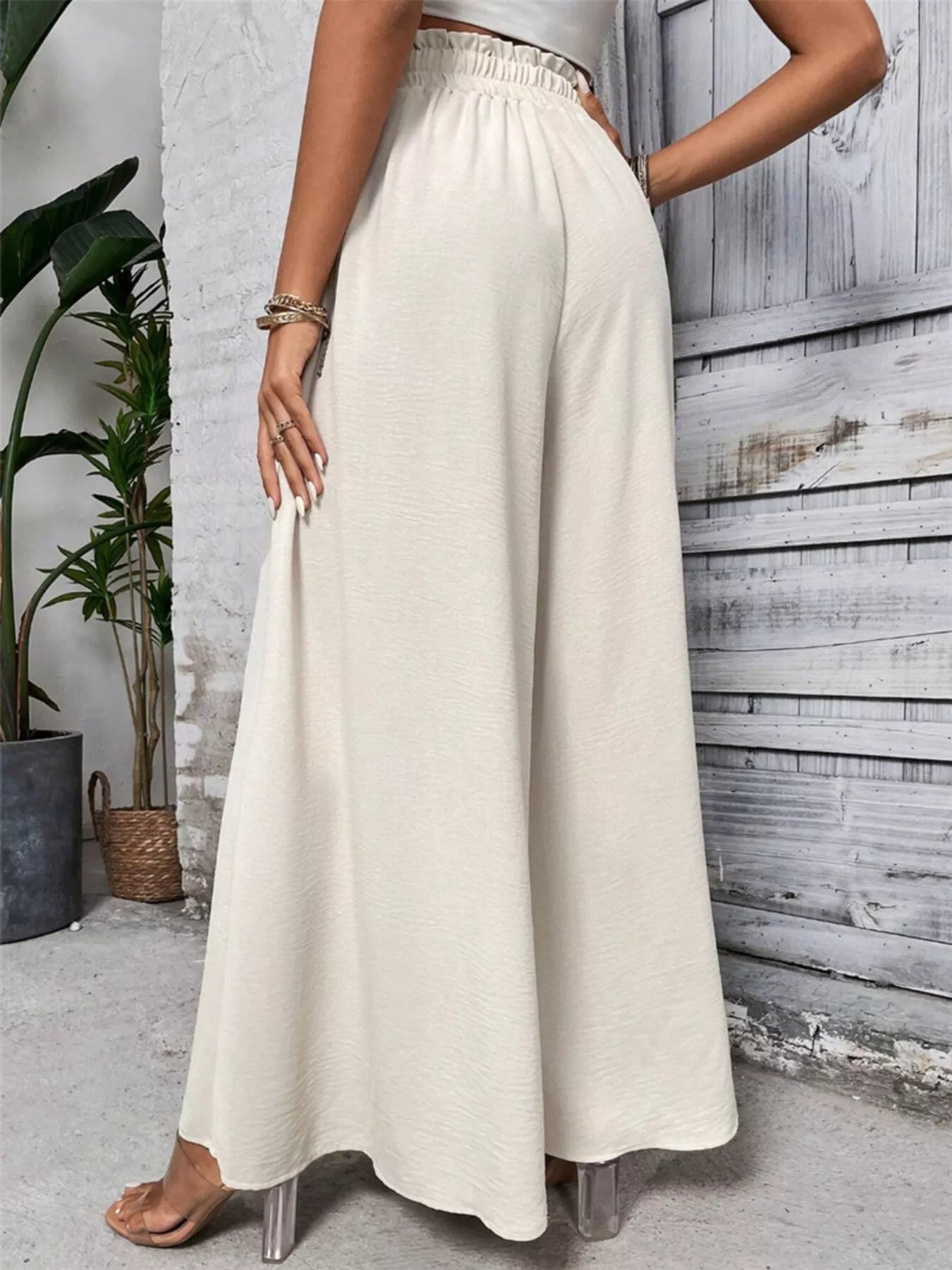 Frill Wide Leg Pants - Girly Tea
