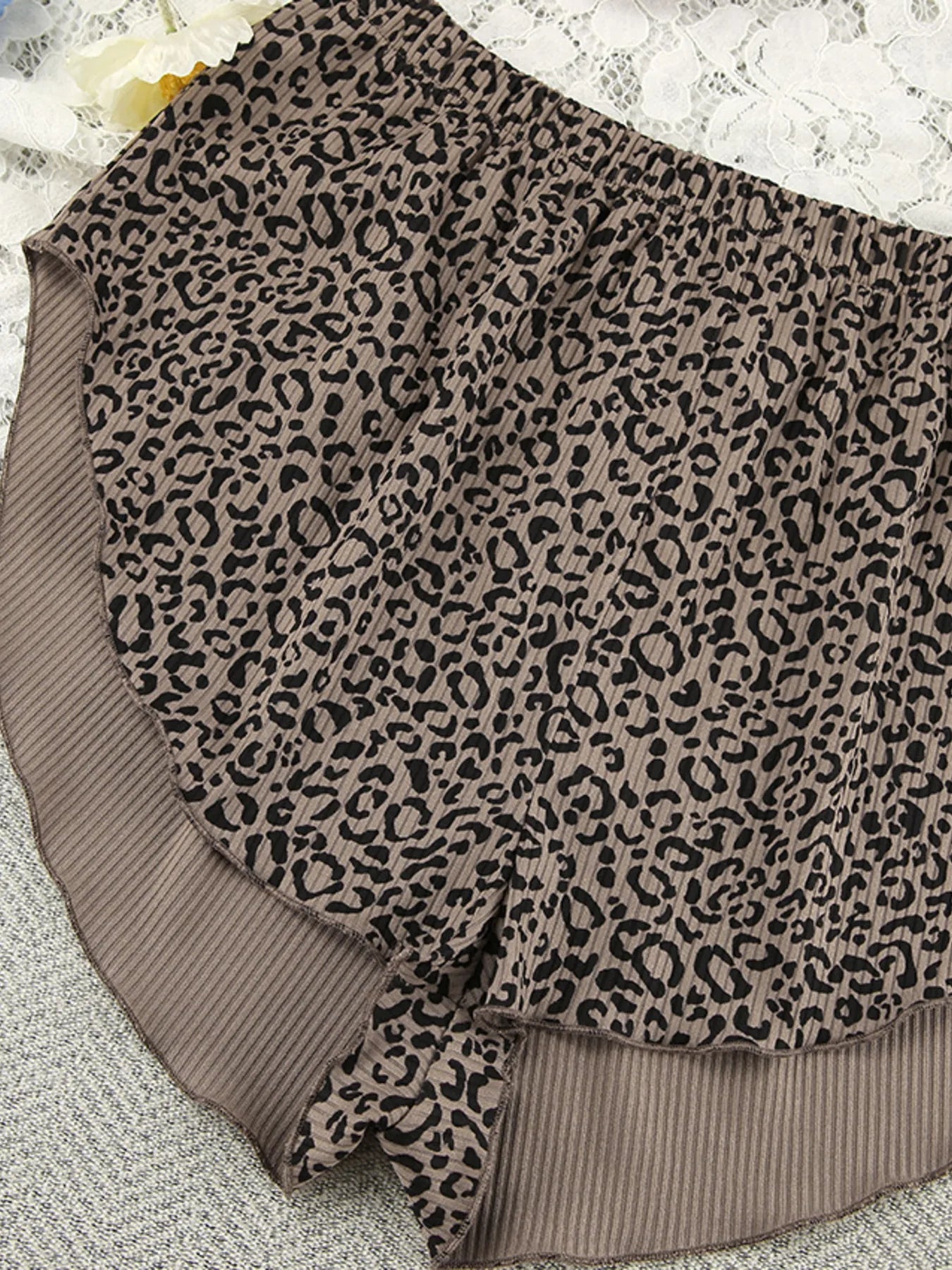 Leopard Cami Cardigan and Shorts 3-Piece Set - Girly Tea