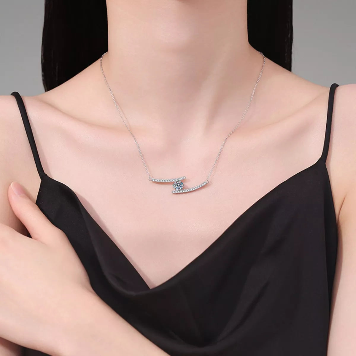 1 Carat Moissanite 925 Sterling Silver Necklace - Girly Tea