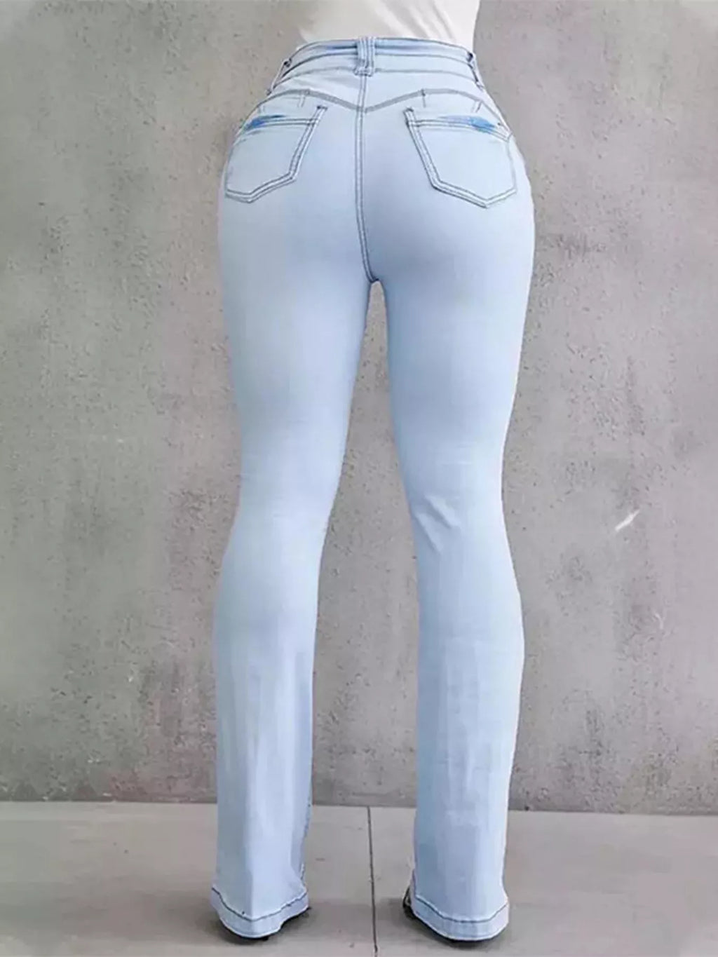 Full Size Wash High-Waisted Flare Jeans Plus Size - Girly Tea