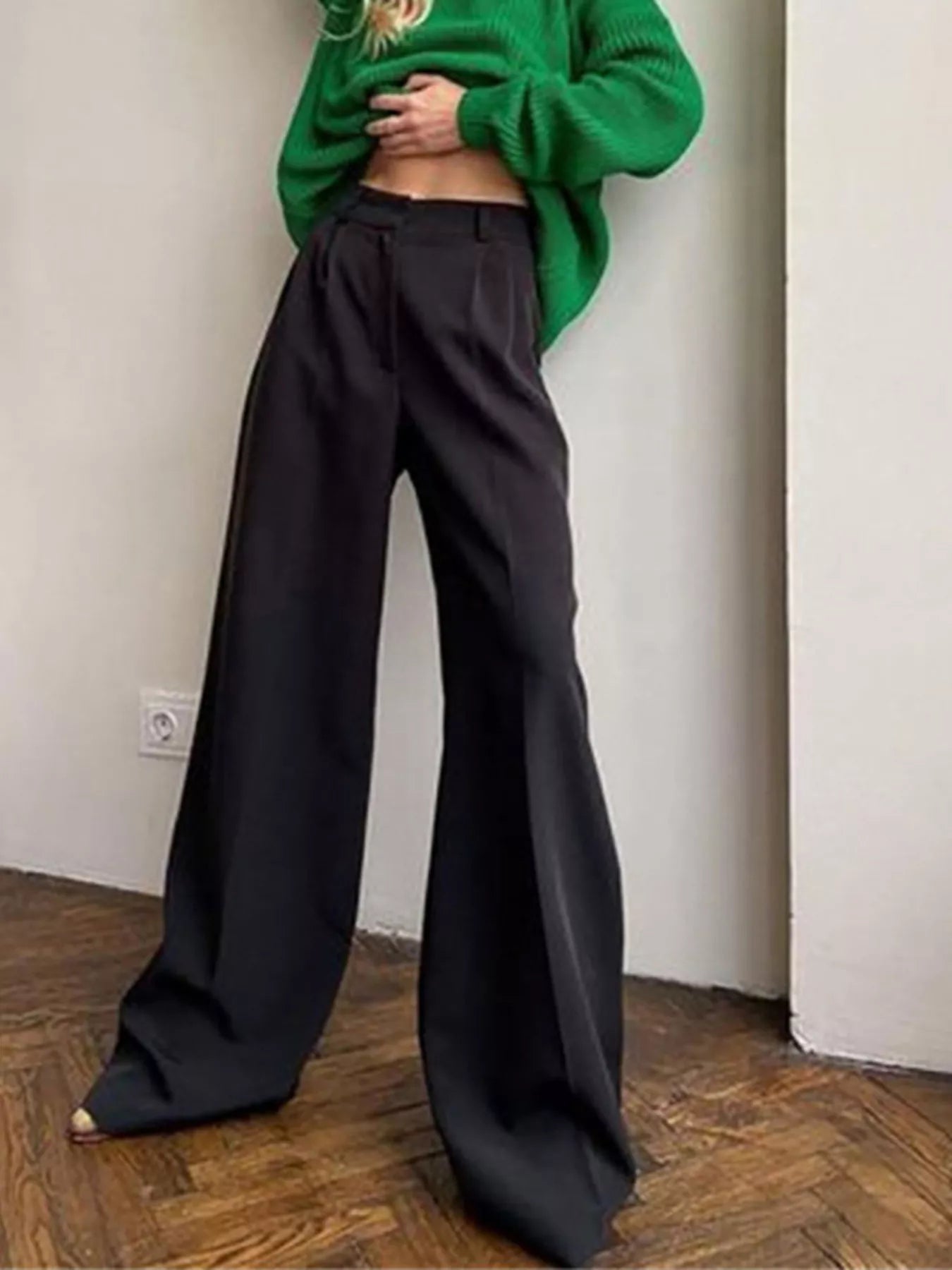 Wide Leg Pleated Pants - Girly Tea