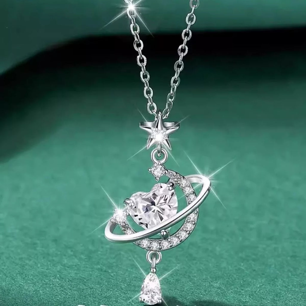 Planet Heart Pendant Necklace - Girly Tea