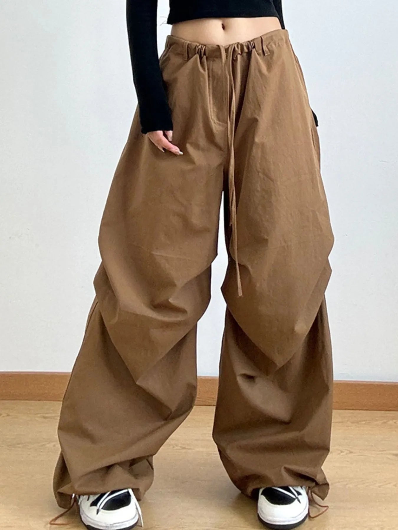 Wide Leg Casual Drawstring Pants - Girly Tea