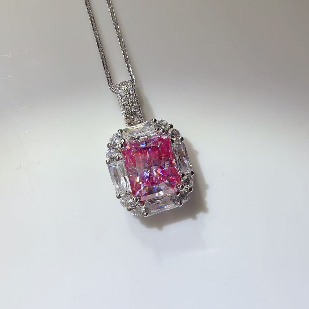 5 Carat Moissanite 925 Sterling Silver Pendant Necklace - Girly Tea