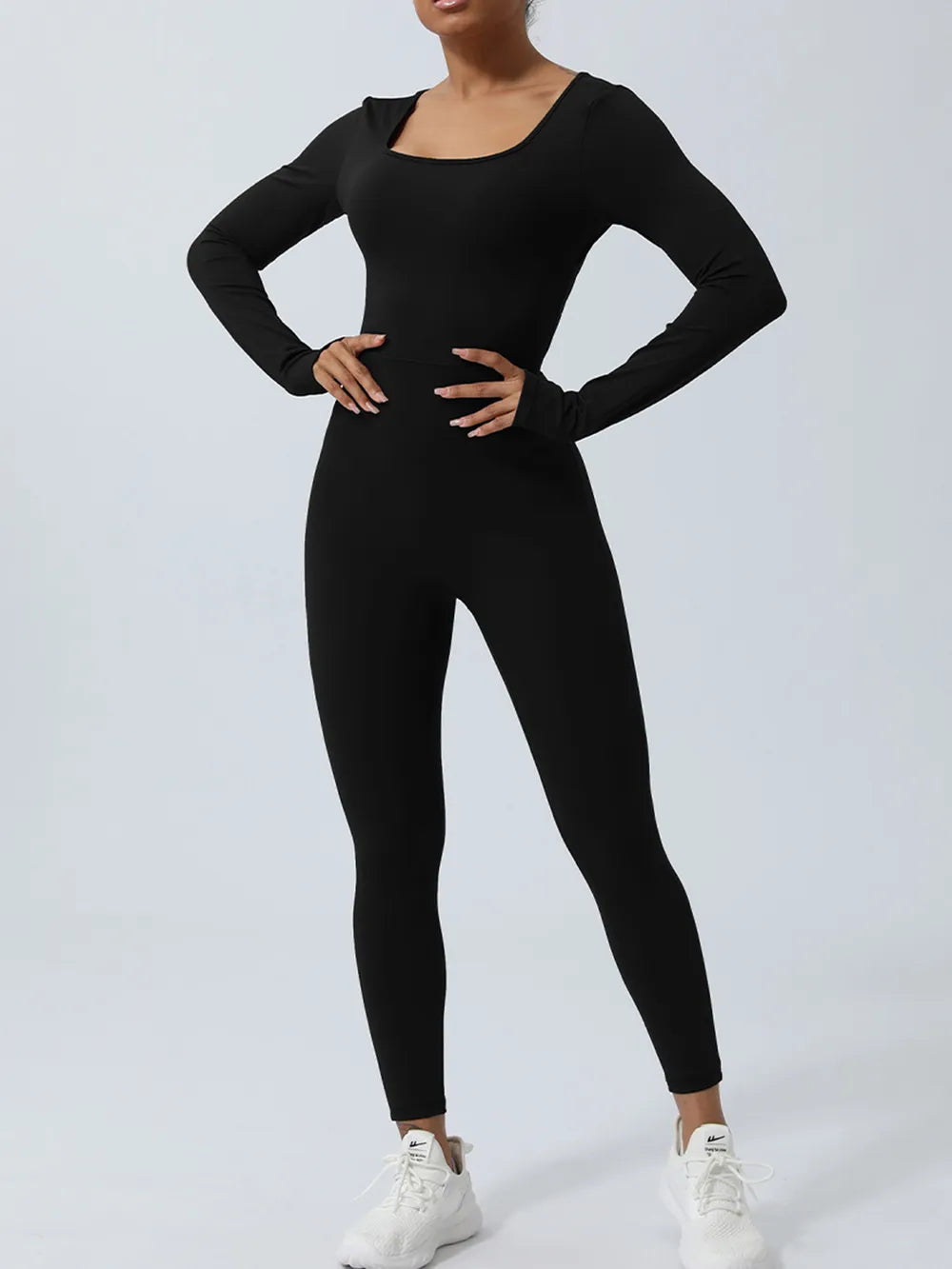 Twisted Backless Long Sleeve Jumpsuit - Girly Tea