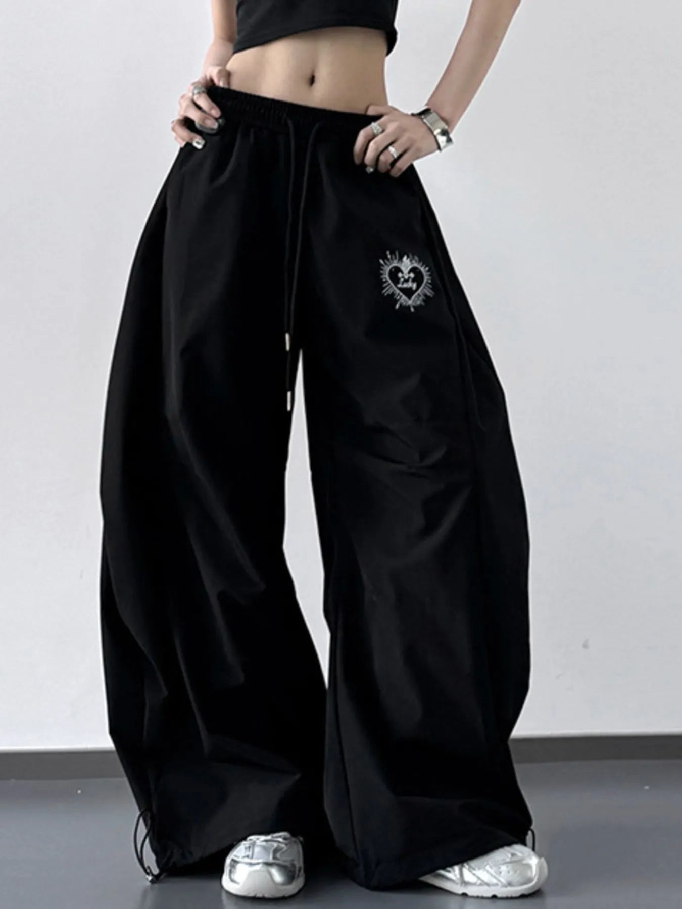 Wide Leg Drawstring Pants - Girly Tea