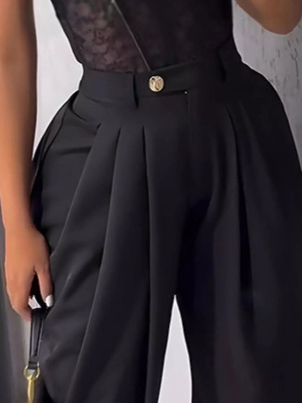 High-Waisted Wide Leg Pleated Pants - Girly Tea