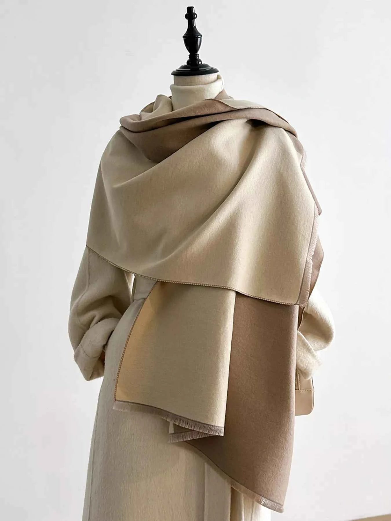 Two-Tone Raw Hem Scarf
