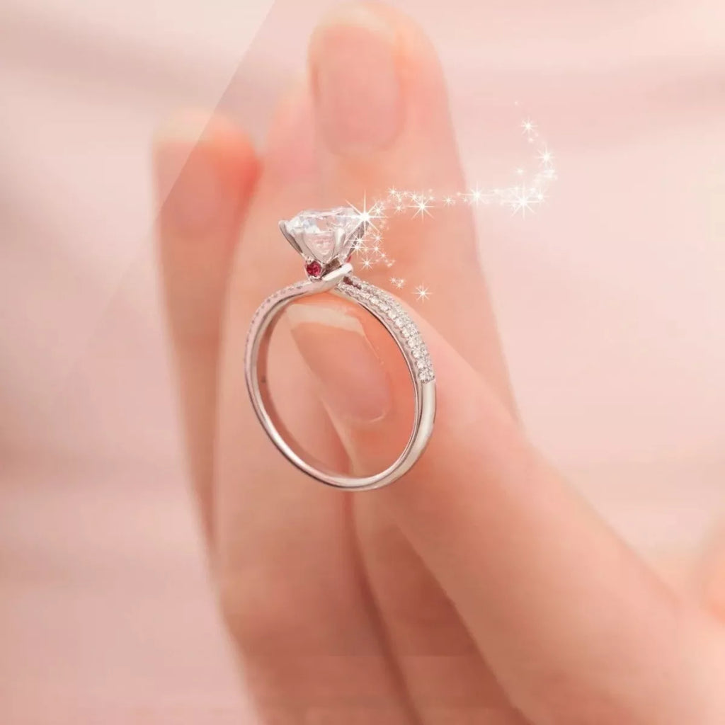 1 Carat 925 Sterling Silver Moissanite Ring - Girly Tea