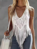 Lace Fringe Tank Top - Girly Tea