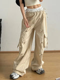 Bow Elastic Waist Cargo Pants - Girly Tea