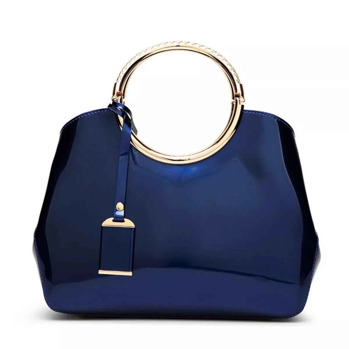Glossy Ring Handle Handbag