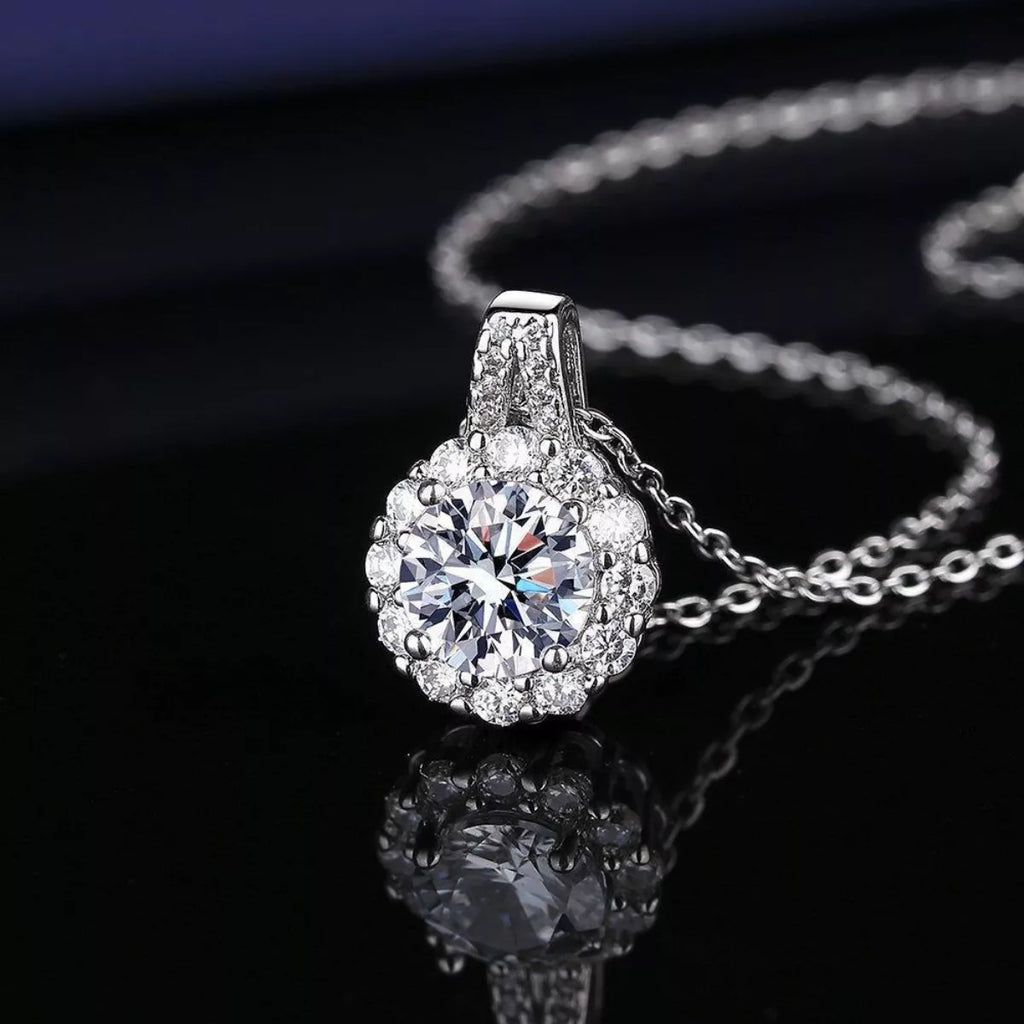 2 Carat Moissanite 925 Sterling Silver Necklace - Girly Tea