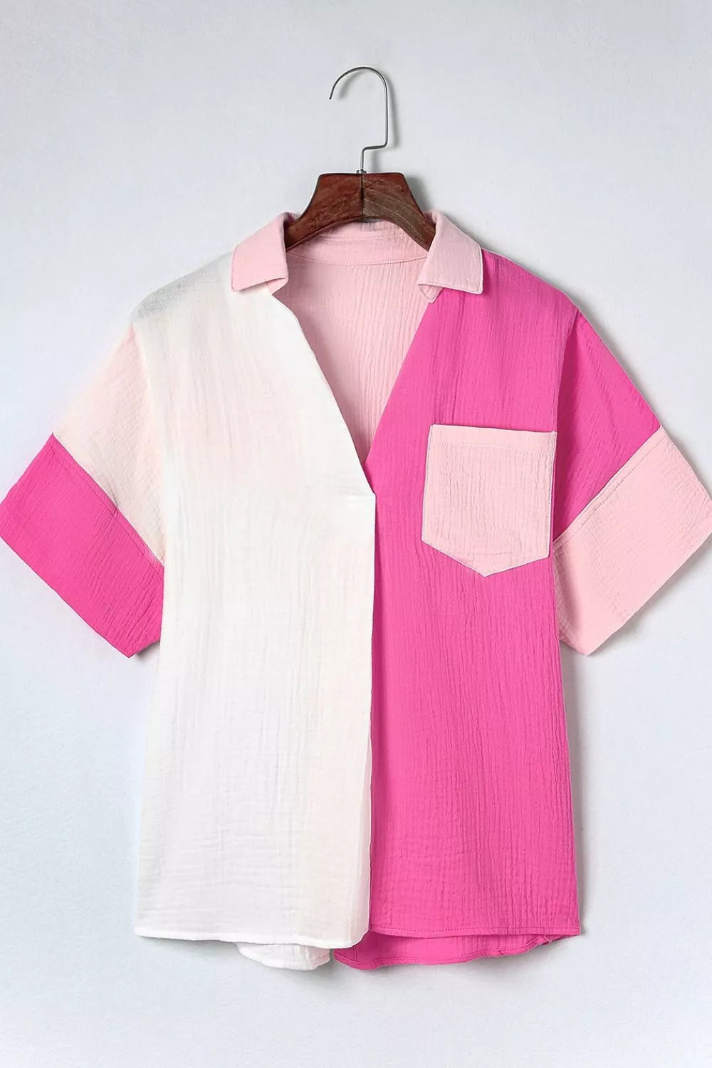 Color Block Casual Button Up Shirt - Girly Tea