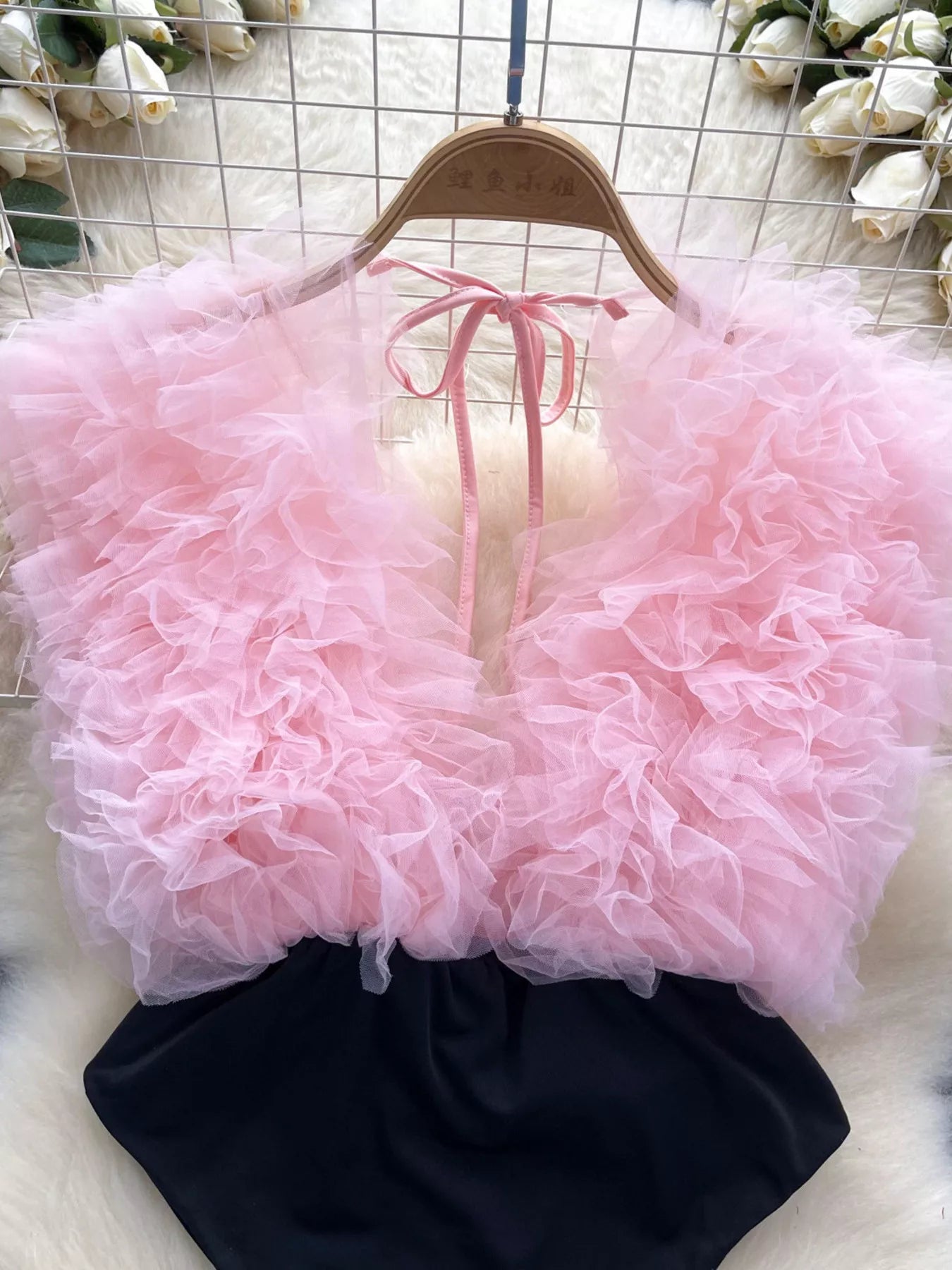 Ruffle Trim Sleeveless Bodysuit - Girly Tea