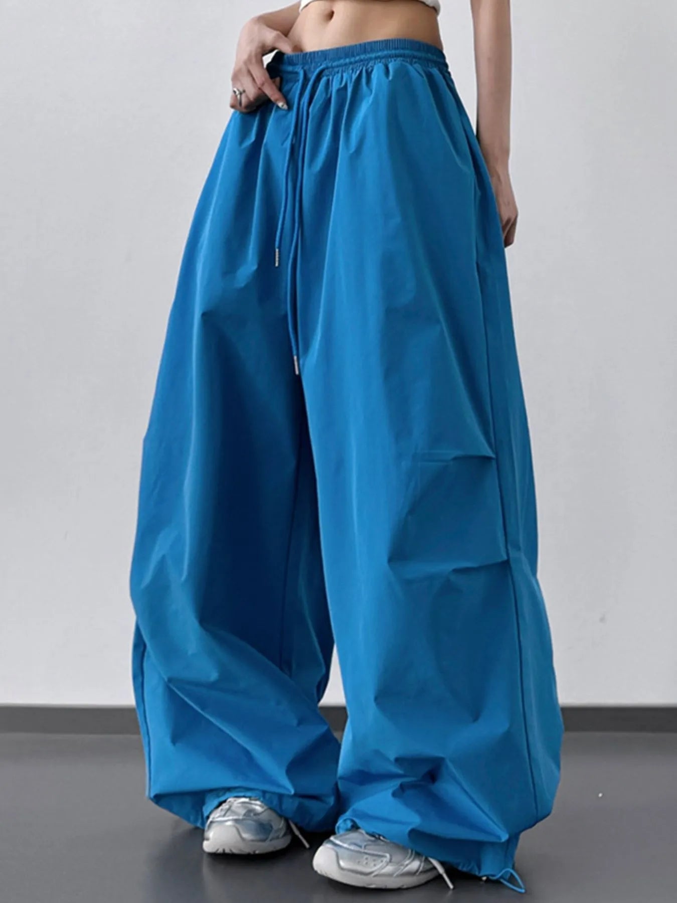 Letter Back Wide Leg Drawstring Pants - Girly Tea