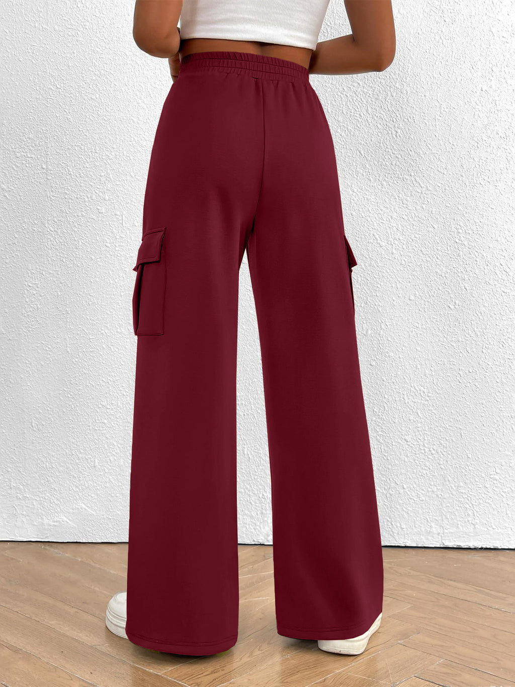 Casual High Waist Cargo Pants with Drawstring - Girly Tea
