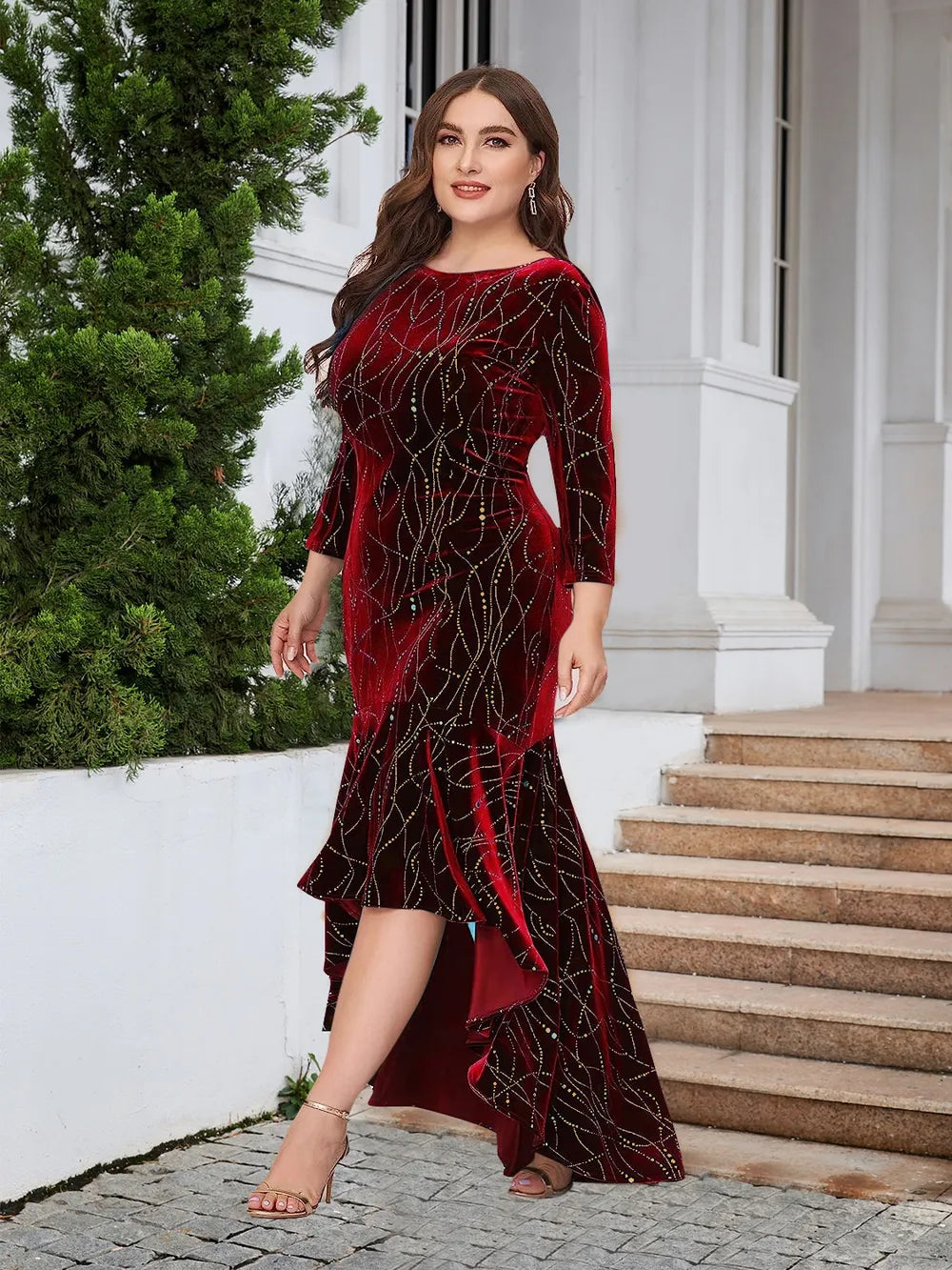 Plus Size Ruffle Hem High-Low Dress - Girly Tea