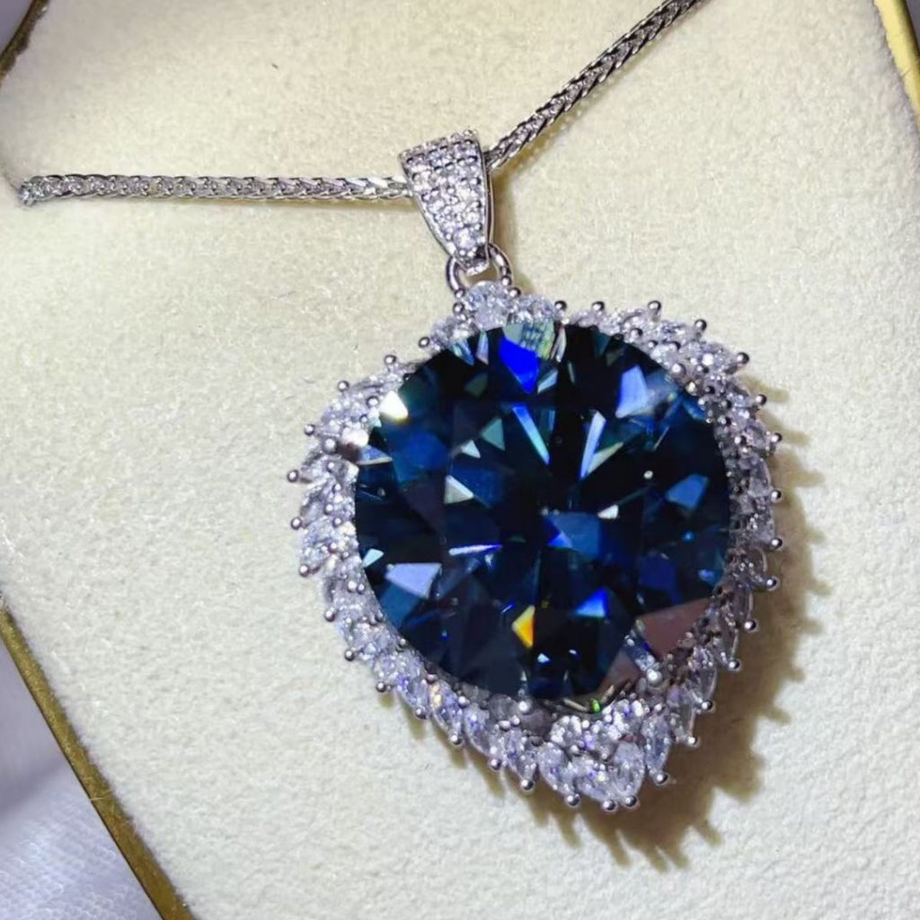 20 Carat Moissanite 925 Sterling Silver Pendant Necklace - Girly Tea