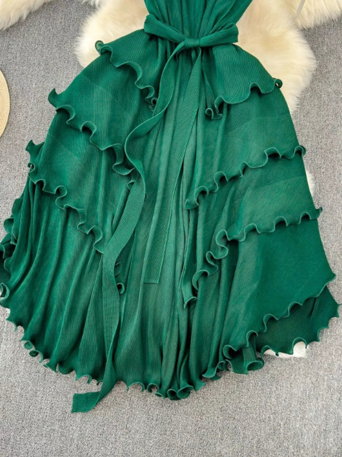 Ruffled Tiered Sleeveless Midi Dress - Girly Tea