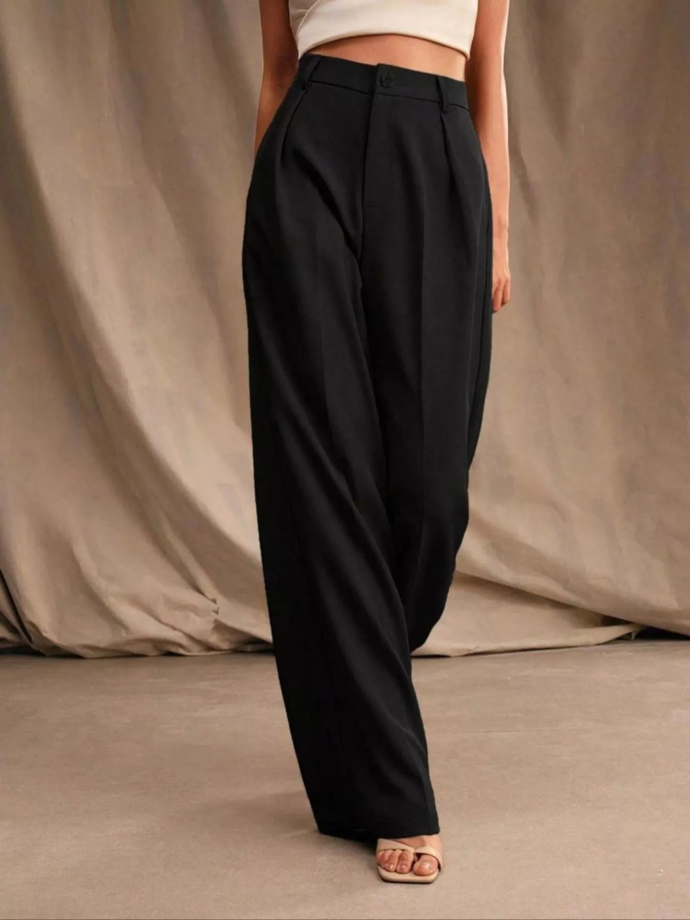 High-Waisted Wide-Leg Pants - Girly Tea